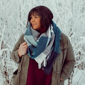 Blanket Scarf (Oversized Square) Plaid- Blues